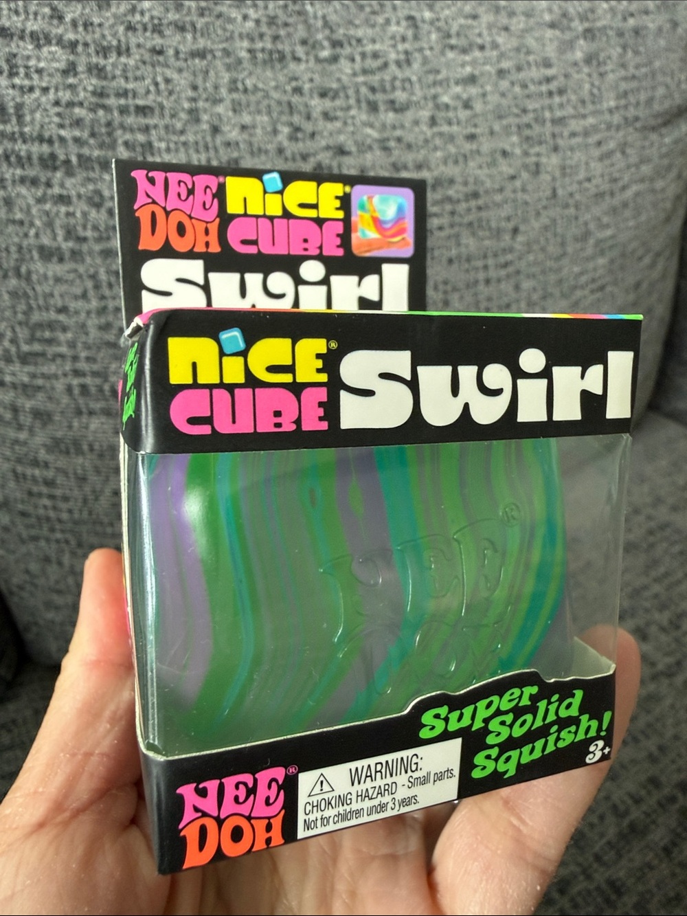 BNIB NeeDoh Nice Cube Swirl, Green/Blue/Purple